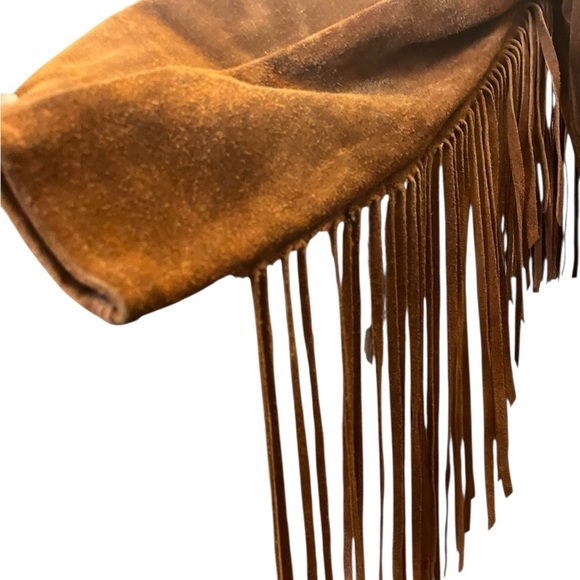 Vintage rust brown beaded fringed suede Western Native American jacket - Picture 6 of 6